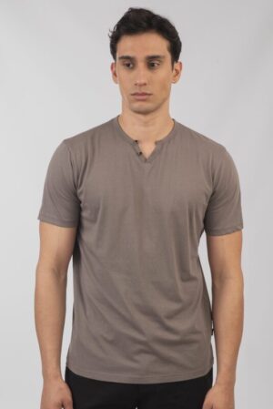 T shirt με λαιμό henley και raw cuts Ts 9052 Smoke (4)