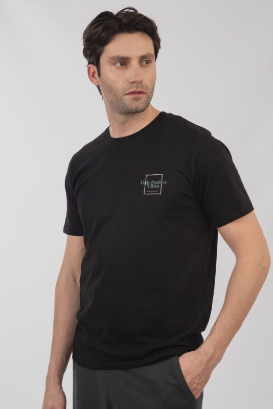 T shirt με τύπωμα στο στήθος Ts 9058 Black (3)