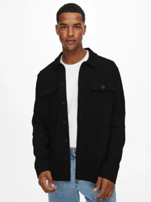 oversize πουκάμισο με ανάγλυφη πλέξη 22021279 Black (4)