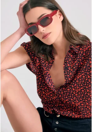 Γυναικείο loose fit floral πουκάμισο από βισκόζη FBL011 119 05 Black (3)