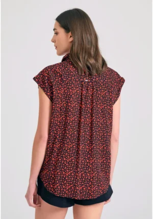Γυναικείο loose fit floral πουκάμισο από βισκόζη FBL011 119 05 Black (4)