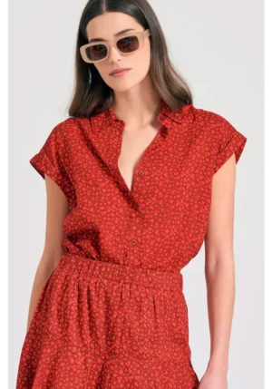 Γυναικείο loose fit floral πουκάμισο από βισκόζη FBL011 119 05 Spacy Brown (3)