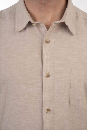 πουκάμισο λινό με κοντό μανίκι Gs 5086 Beige (2)
