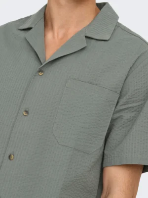 πουκάμισο με κοντό μανίκι 22030342 Dusty Olive (3)