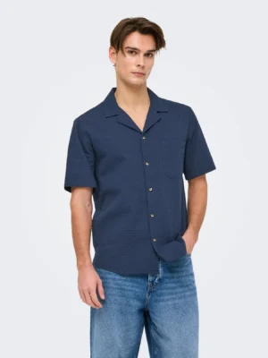 πουκάμισο με κοντό μανίκι 22030342 Navy Blazer