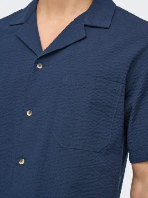 πουκάμισο με κοντό μανίκι 22030342 Navy Blazer (4)