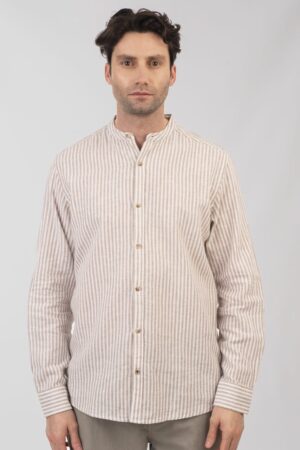 πουκάμισο ριγέ λινό Gs 5063 Beige