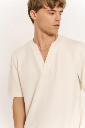 Ανδρικό t shirt με ανάγλυφη πλέξη MP N TOP S25 018 Beige (3)