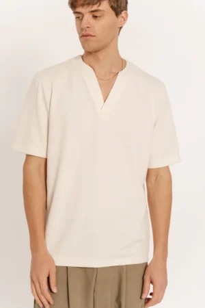 Ανδρικό t shirt με ανάγλυφη πλέξη MP N TOP S25 018 Beige (4)