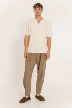 Ανδρικό t shirt με ανάγλυφη πλέξη MP N TOP S25 018 Beige (5)