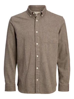 Ανδρικό μονόχρωμο flannel πουκάμισο 12282353 Malt Ball