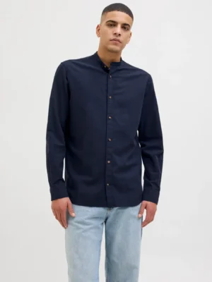 μάο λινό πουκάμισο 12269319 Navy Blazer (4)