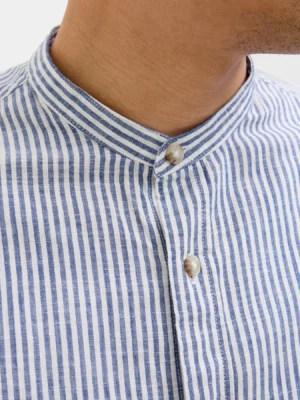 μάο λινό πουκάμισο 12269319 Navy Stripe (2)