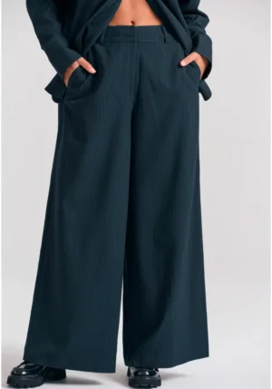 Γυναικείο tailored παντελόνι με ρίγες FBL012 115 02 Navy