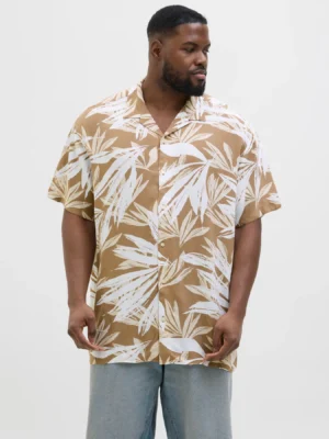 Relaxed fit πουκάμισο με κοντό μανίκι 12269096 Beige