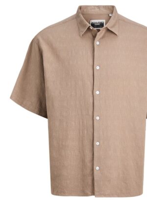 Relaxed fit πουκάμισο με κοντό μανίκι 12286709 Desert Taupe
