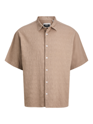 Relaxed fit πουκάμισο με κοντό μανίκι 12286709 Desert Taupe