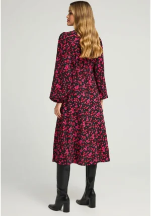 V neck floral midi φόρεμα FBL012 136 13 Black