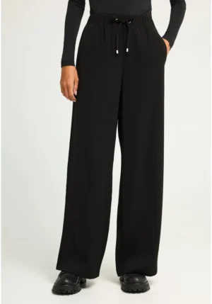 Wide leg παντελόνι με κορδόνι FBL012 135 02 Black (2)