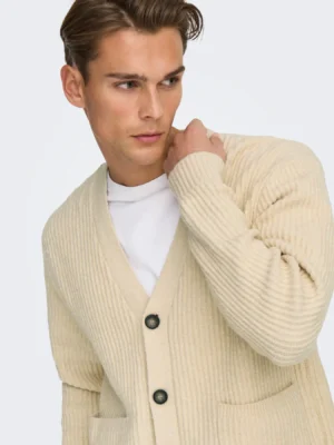 ανδρική oversize ζακέτα 22033787 Oatmeal (4)