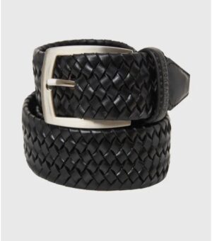 Ανδρική πλεκτή δερμάτινη ζώνη FBM012 097 10 Black