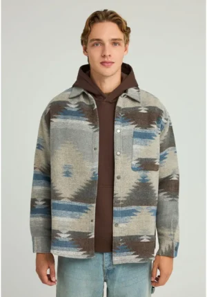Ανδρικό casual oversize πουκάμισο με σχέδιο FBM012 060 05 Grey