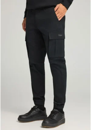 Ανδρικό regular fit cargo παντελόνι με cuffed τελείωμα FBM012 030 02 Black (4)