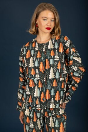 εμπριμέ oversize μπλούζα Christopher 130 61106 Grey