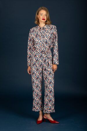 εμπριμέ παντελόνι με ζώνη Fuller 130 21465 Blue (2)