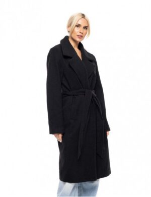 Γυναικείο μακρύ μάλλινο πανωφόρι 52 101 098 Black (2)