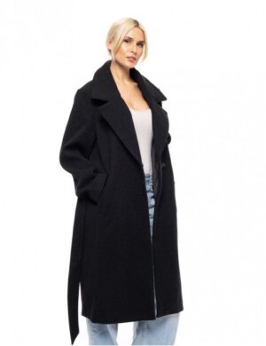 Γυναικείο μακρύ μάλλινο πανωφόρι 52 101 098 Black (3)