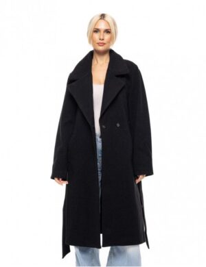Γυναικείο μακρύ μάλλινο πανωφόρι 52 101 098 Black (4)