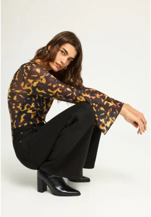 Γυναικείο wide leg τζιν παντελόνι FBL012 162 02 Black