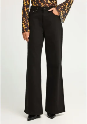 Γυναικείο wide leg τζιν παντελόνι FBL012 162 02 Black (4)