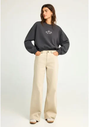 Γυναικείο wide leg τζιν παντελόνι FBL012 162 02 Cloud Cream (2)