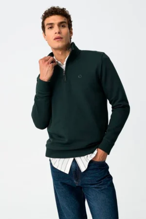 half zip φούτερ με branded τύπωμα 10061521894 Forest Night (2)