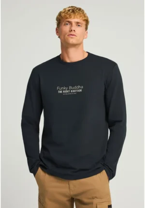 Μακρυμάνικη μπλούζα με branded τύπωμα FBM012 003 07 Black