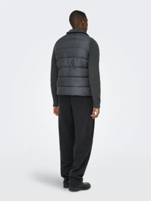 μπουφάν με πλεκτά μανίκια 22032438 Grey Pinstripe (2)