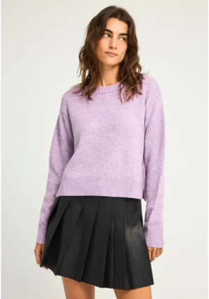 Πλεκτή μπλούζα με τελείωμα rib FBL012 108 09 Orchid Mist
