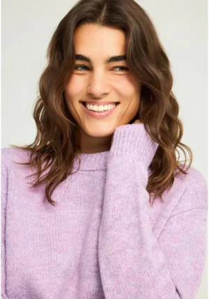 Πλεκτή μπλούζα με τελείωμα rib FBL012 108 09 Orchid Mist (4)