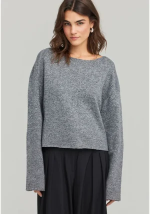 Πλεκτό με λαιμόκοψη και μεταλλική ίνα FBL012 111 09 Grey