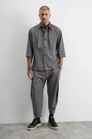 Promise πουκάμισο loose fit 95025 Anthracite (4)