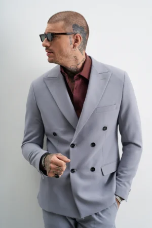 σακάκι με σταυρωτό κουμπί Timeless Charm 100103 Grey (2)