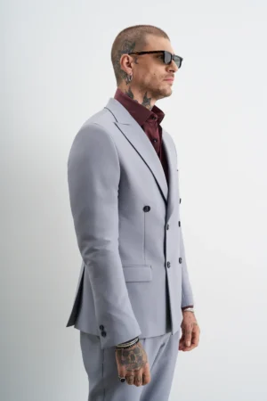 σακάκι με σταυρωτό κουμπί Timeless Charm 100103 Grey (3)