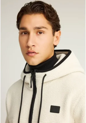 Sustainable relaxed fit fleece ζακέτα φούτερ με τσέπες και φερμουάρ FBM012 056 06 Cloud Cream