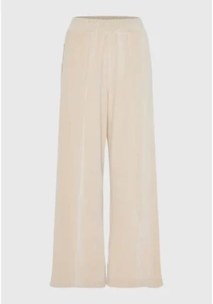 Wide leg παντελόνι σε βελουτέ ύφασμα FBL012 101 02 Cloud Cream