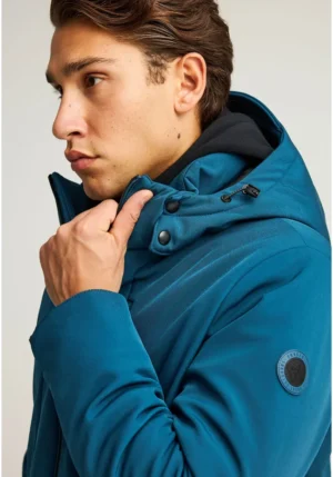Ανδρικό casual μπουφάν με κουκούλα FBM012 015 01 Teal