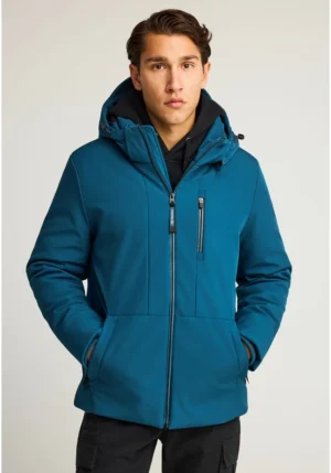 Ανδρικό casual μπουφάν με κουκούλα FBM012 015 01 Teal (4)