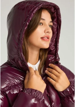 Γυναικείo Καπιτονέ puffer μπουφάν με κουκούλα FBL012 103 01 Merlot (4)