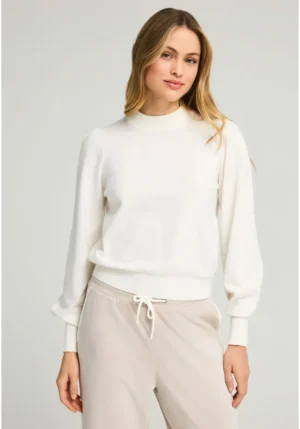 Γυναικείο πλεκτό με bishop μανίκια FBL012 123 09 White